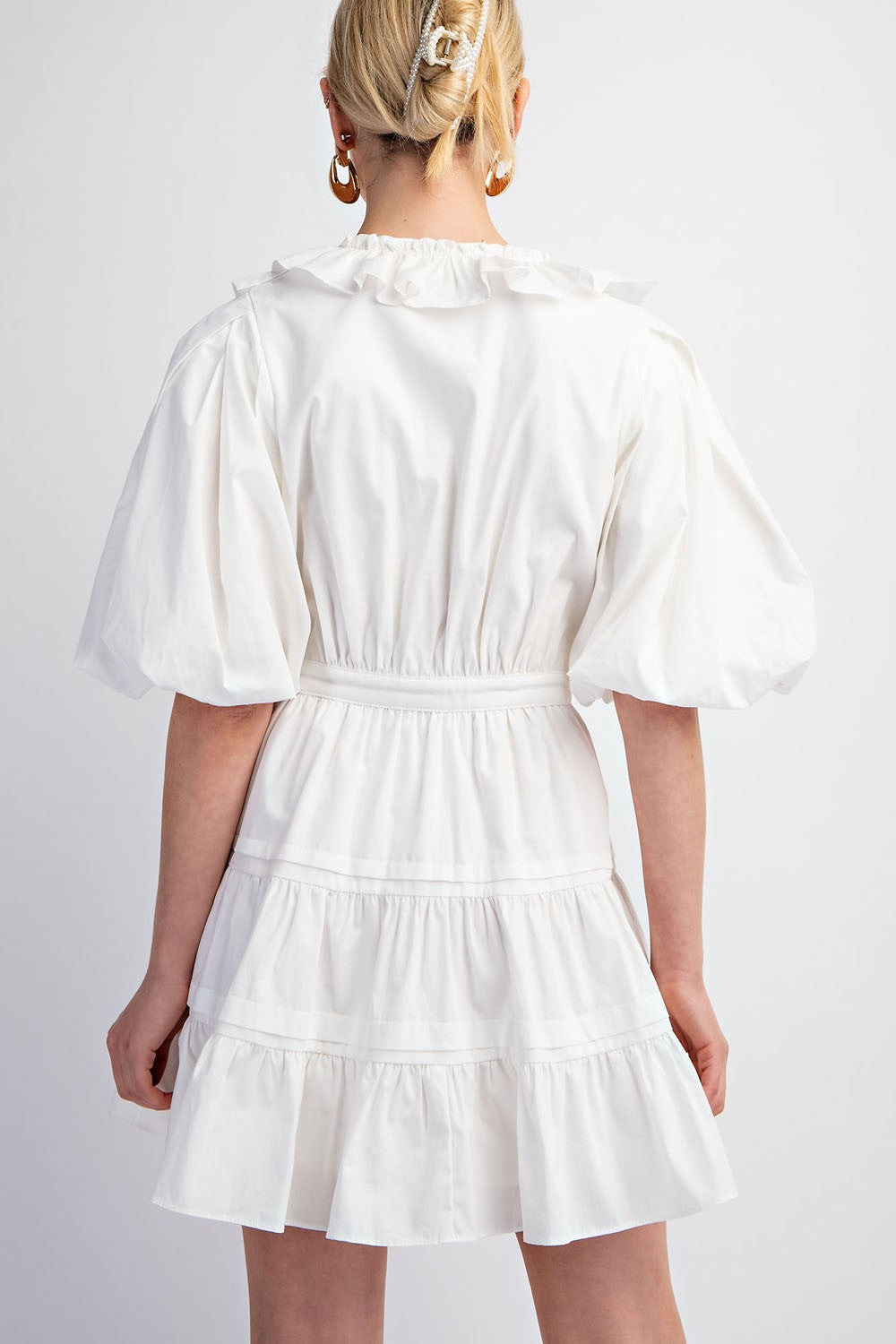 White Tiered Ruffled Mini Dress