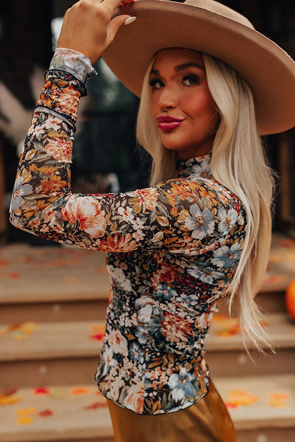 Floral Mix Mesh Layering Top