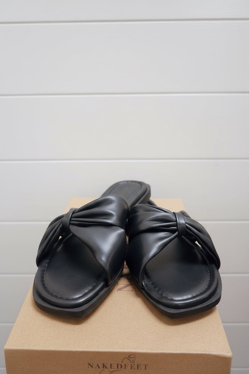 Naked Feet Black Knotted Detail Slip on Sandal