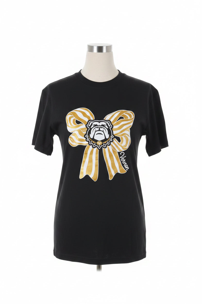 Vernon Bulldog Comfort Color Bow Tee
