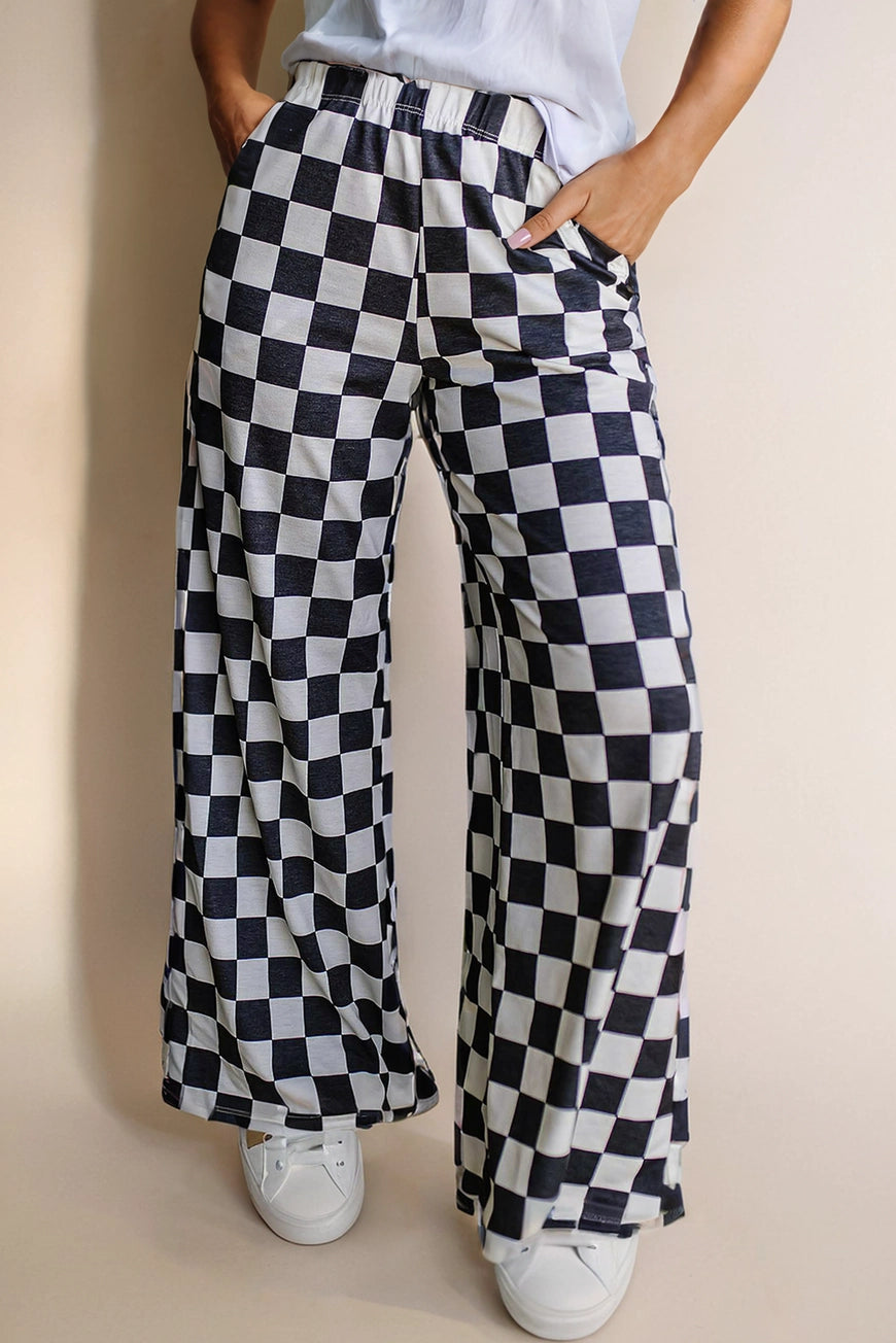 Checkered Wide Leg Pants