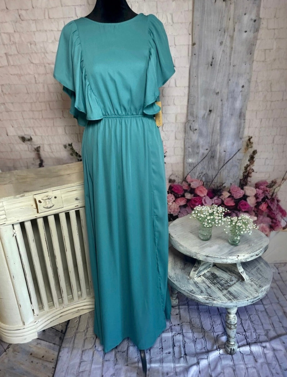 Turning Heads Teal Maxi Dress