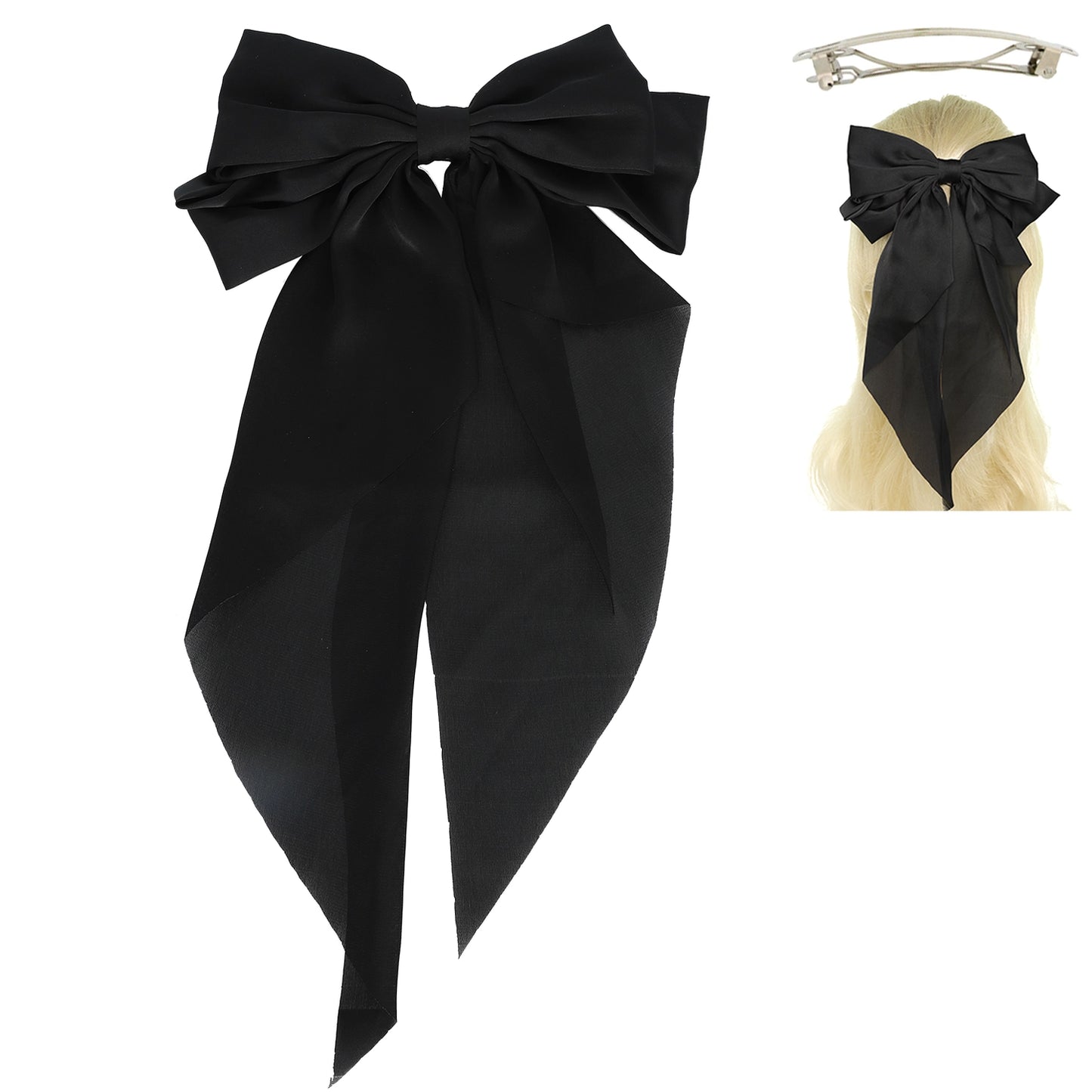 Black Satin Statement Bow