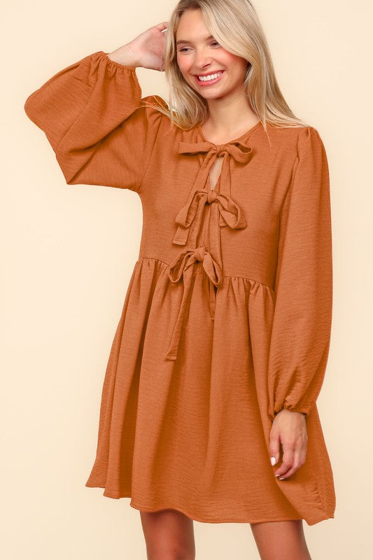Pumpkin Bow Mini Dress