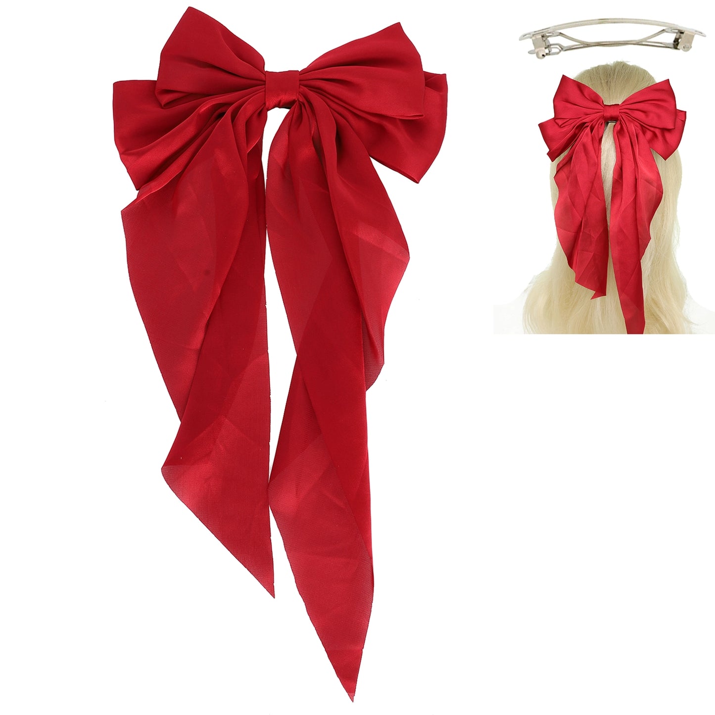 Burgundy Satin Statement Bow