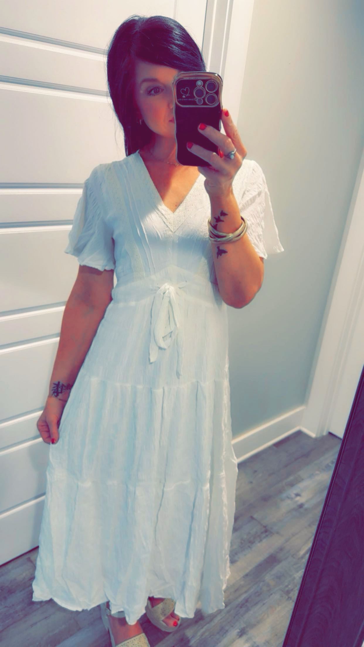 White Boho Tiered Maxi Dress