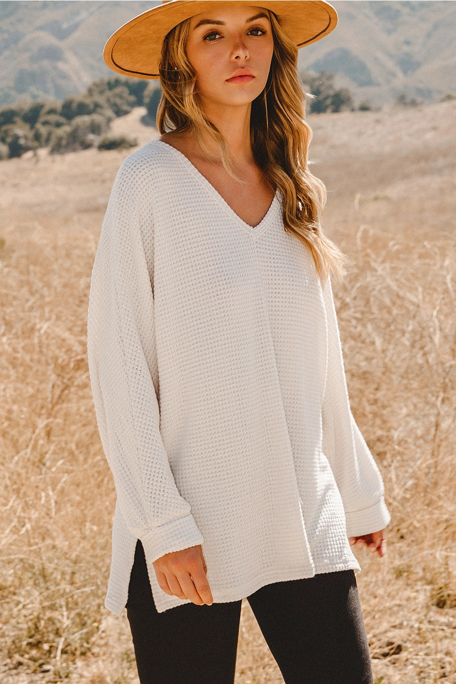 Ivory Waffle Knit Top