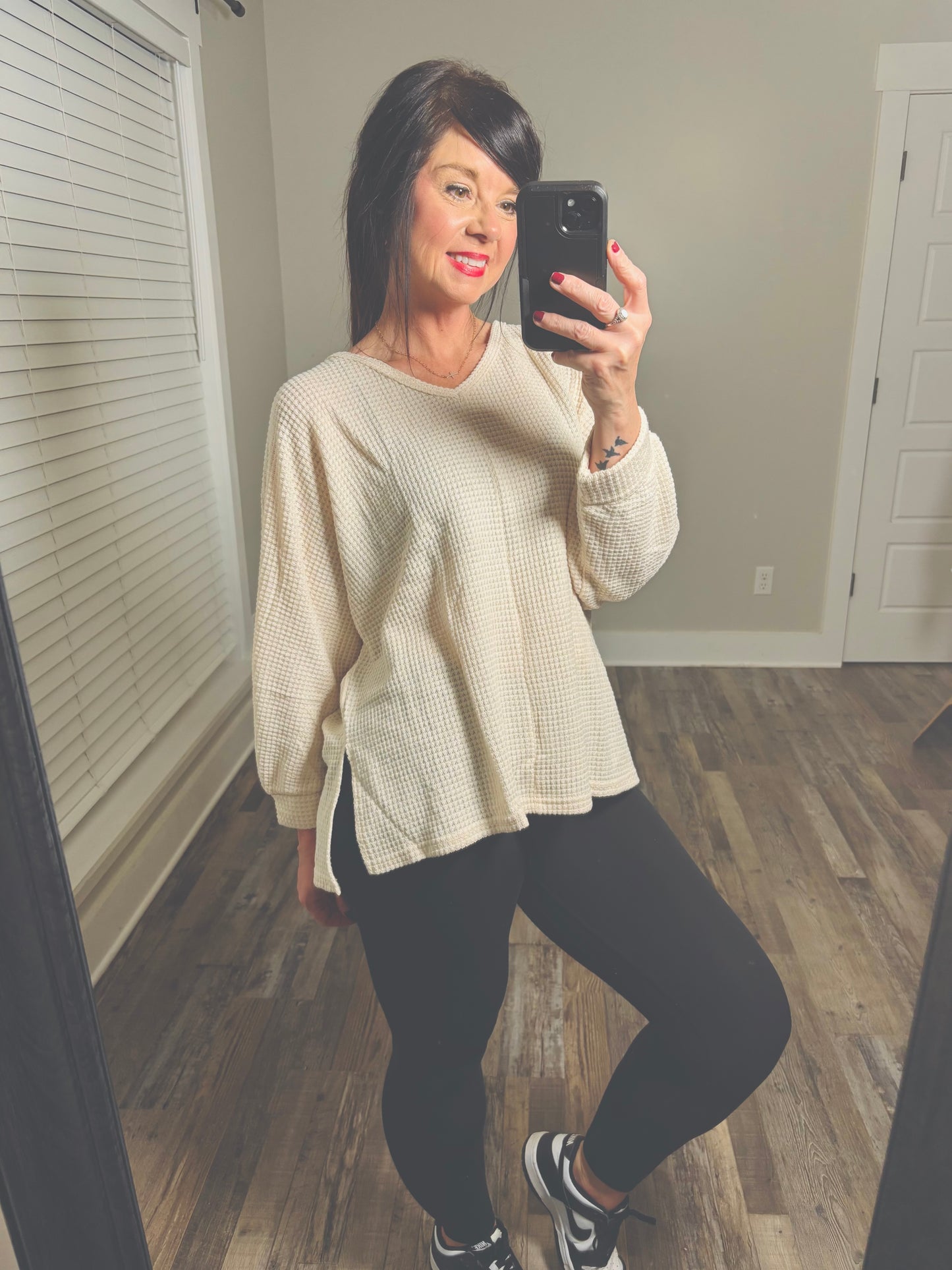 Ivory Waffle Knit Top