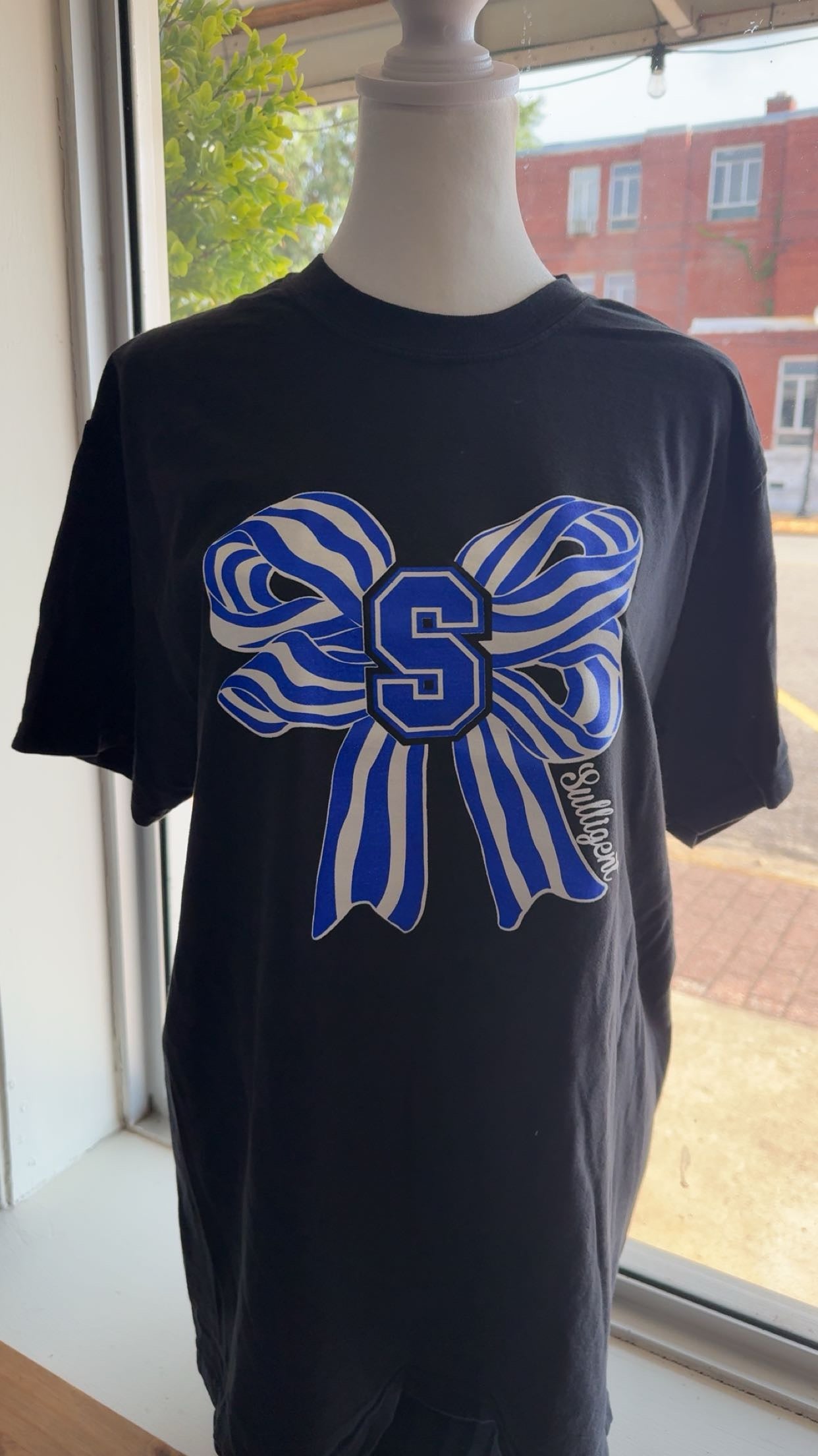 Sulligent Blue Devils Comfort Color Bow Tee