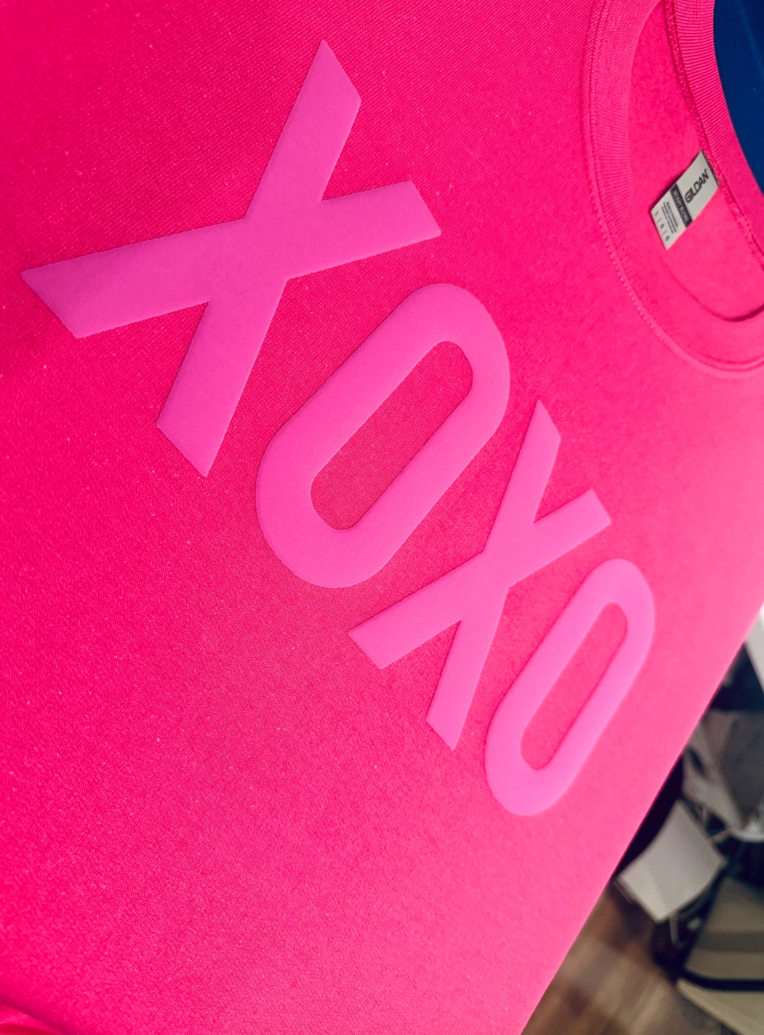 Pink Embossed Puff XOXO Valentine Sweatshirt