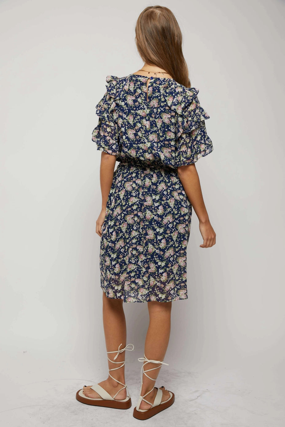 Davi and Dani Navy Floral Mini Dress