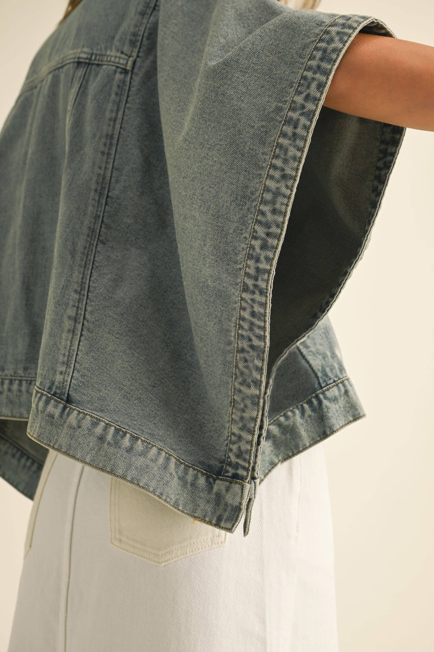 Miou Muse Cape Style Denim Jacket