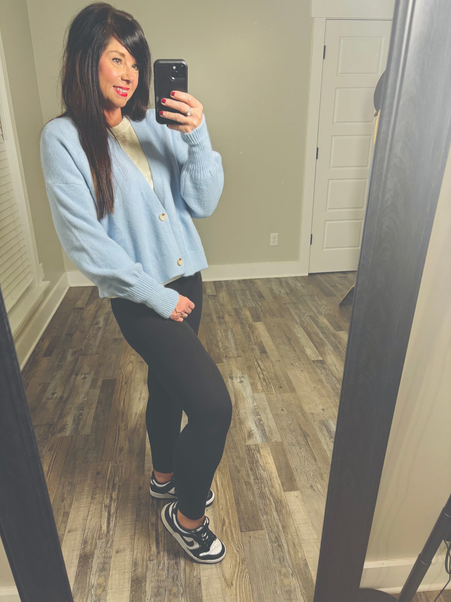 Powder Blue Cropped Cardigan Sweater