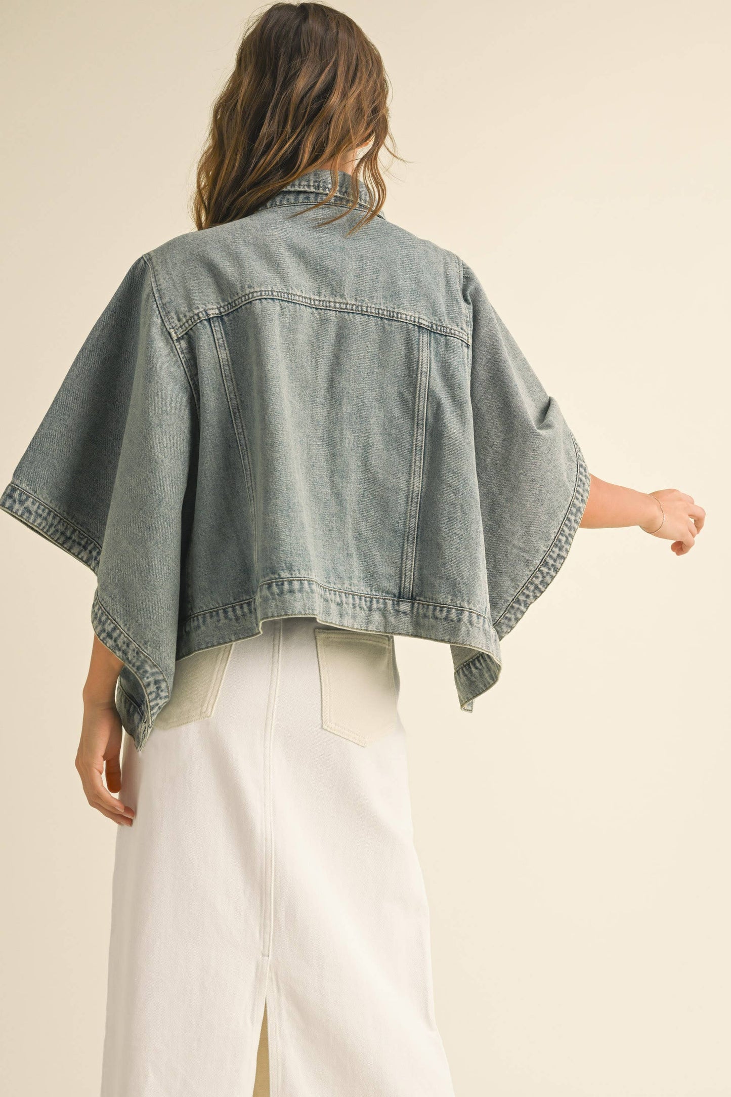 Miou Muse Cape Style Denim Jacket