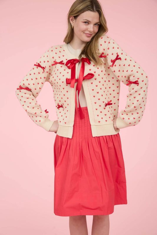 Red Bow Cardigan Sweater