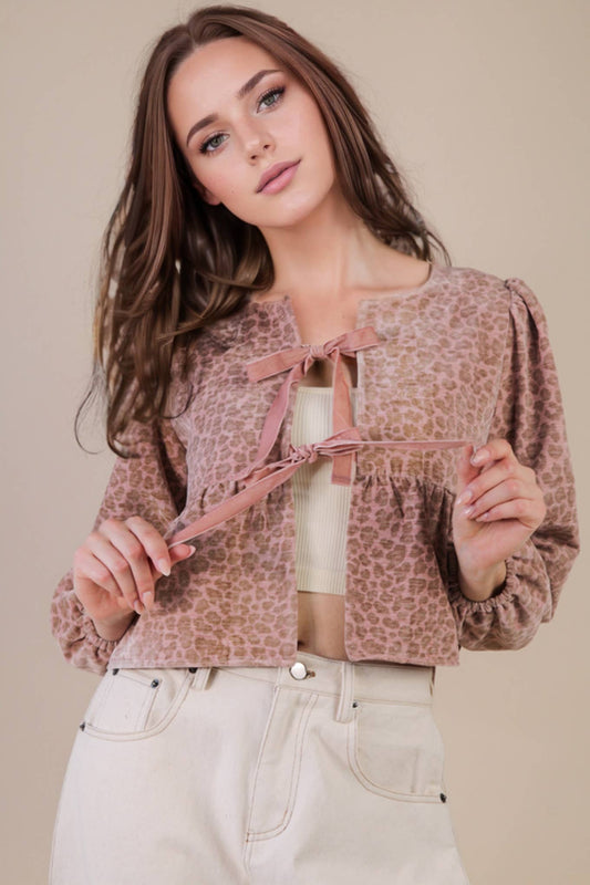 Pink Leopard Bow Top