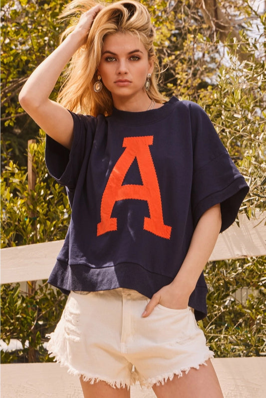 Oversized Game Day Short-Sleeve Sweatshirt