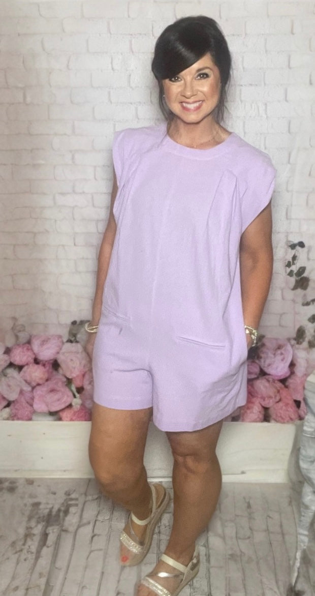 As You Wish Lavender Sleeveless Open Back Romper