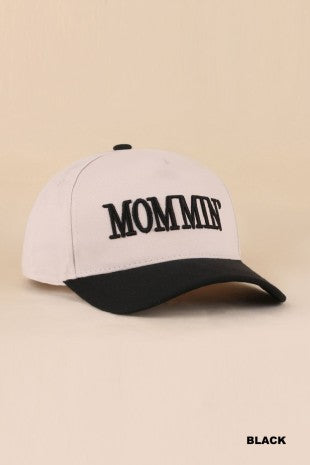 Mommin' Two Tone Canvas Cotton Cap Black