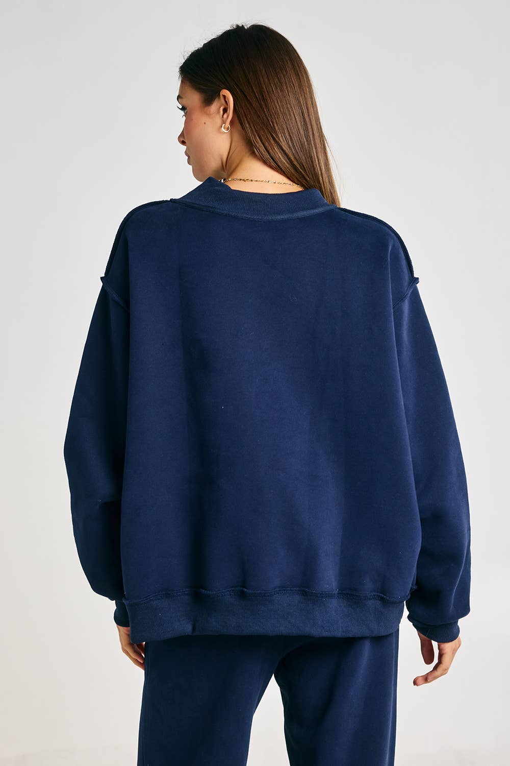 Gray Jesus Embroidered Oversized Mock-neck Sweatshirt