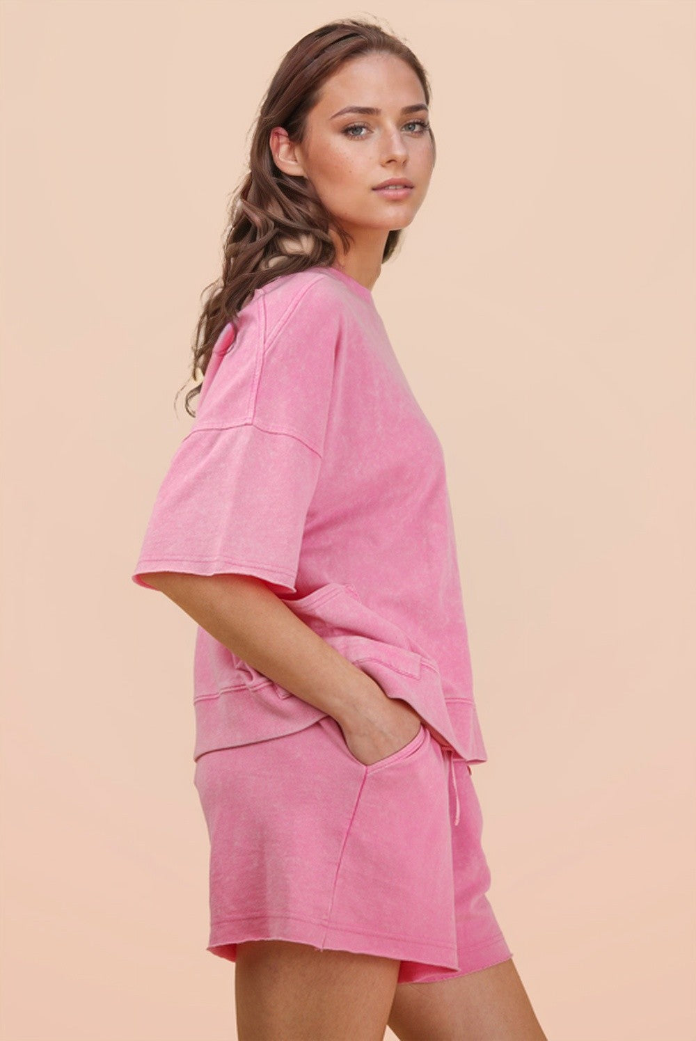 Pink Mineral Wash Short Set