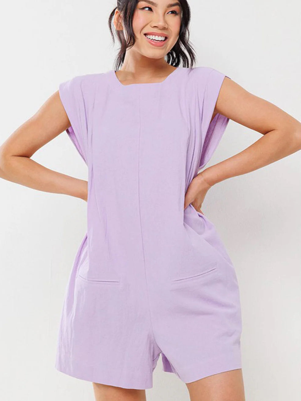 As You Wish Lavender Sleeveless Open Back Romper