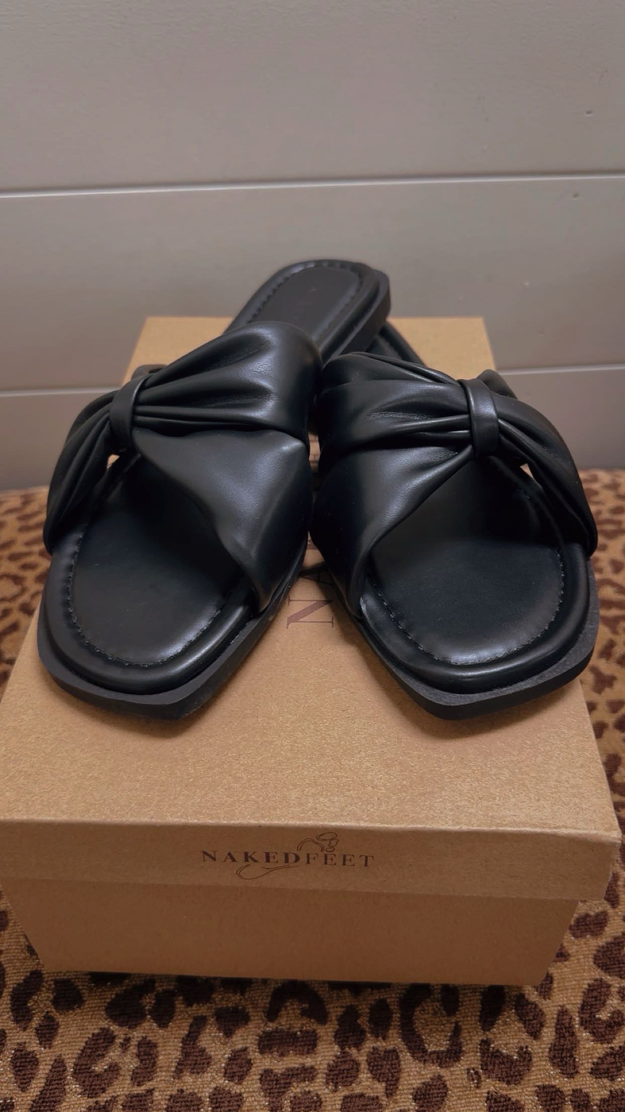 Naked Feet Black Knotted Detail Slip on Sandal
