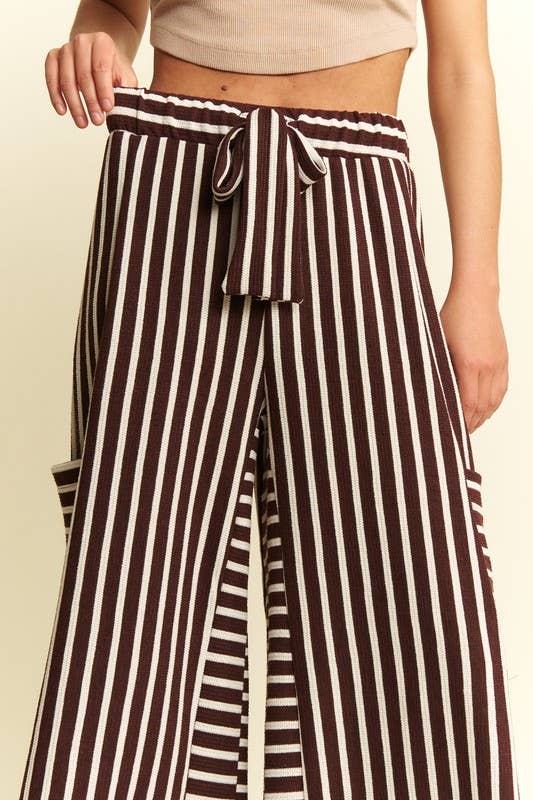 Brown Stripe Wide Leg Pants