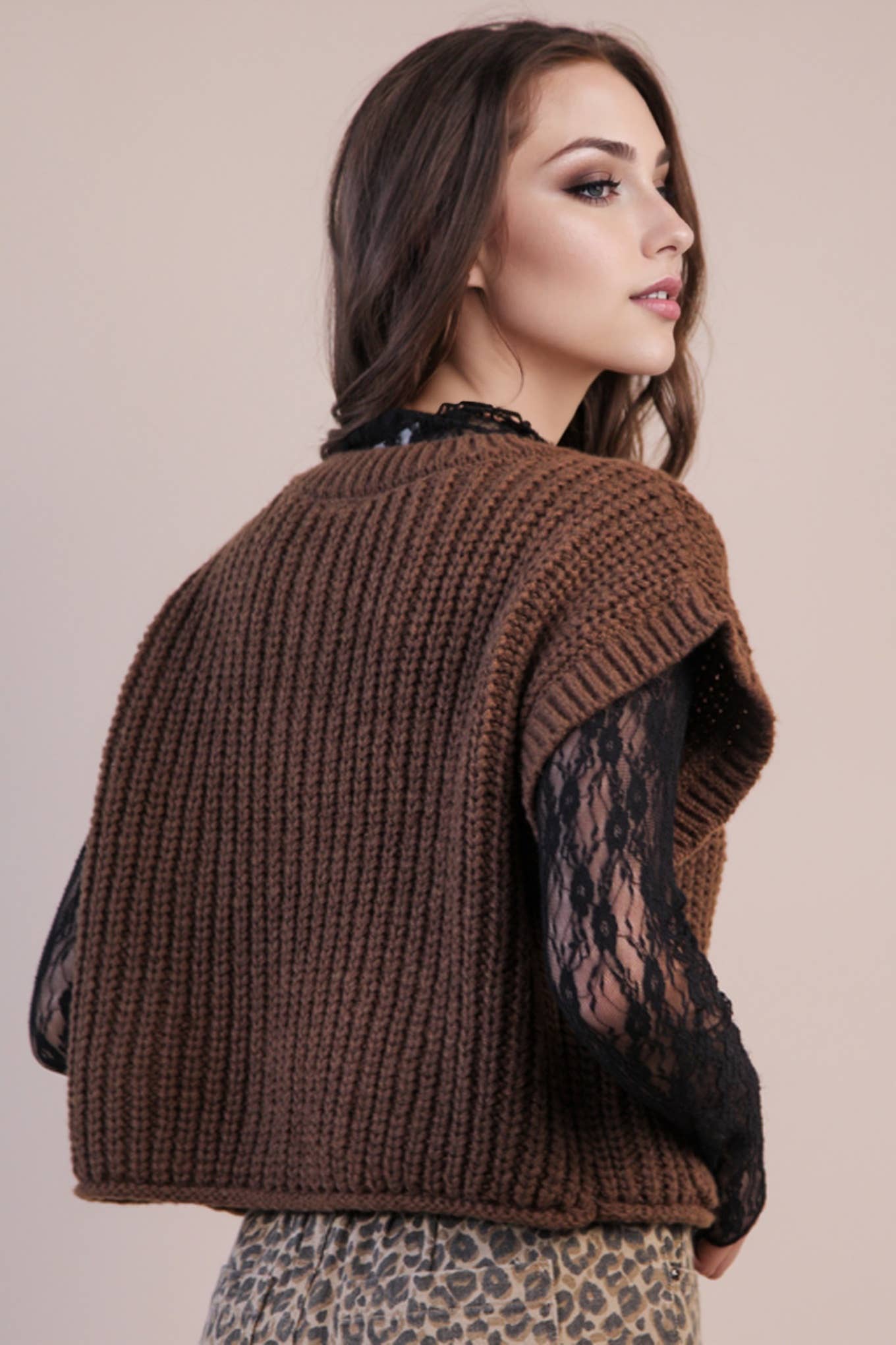 Chocolate Button Down Knit Sweater