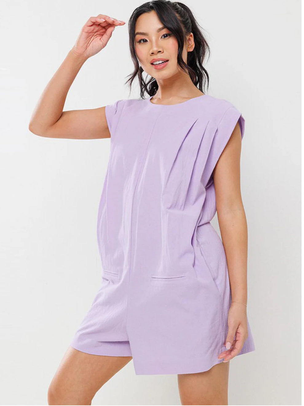 As You Wish Lavender Sleeveless Open Back Romper