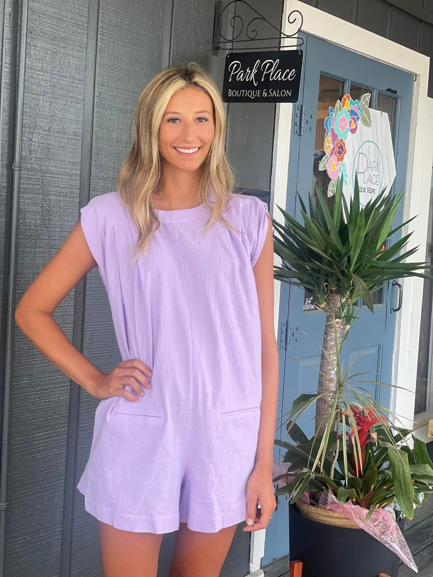 As You Wish Lavender Sleeveless Open Back Romper