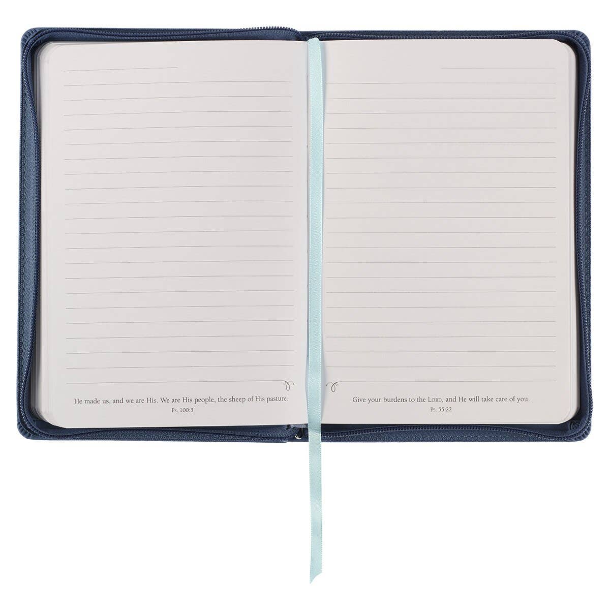 Be Still Floral Embroidered Blue Faux Leather Classic Journal