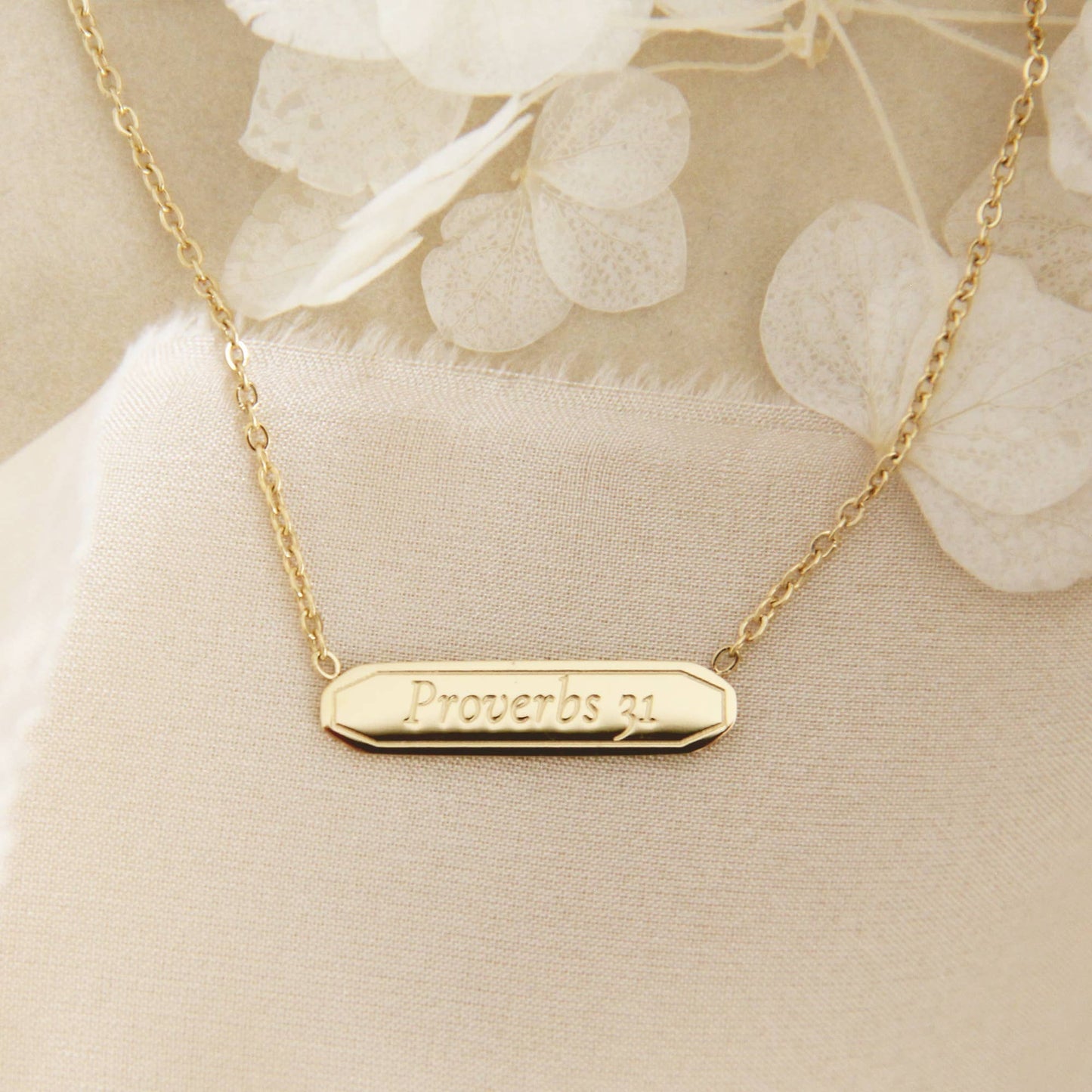 Proverbs 31 More Precious Than Jewels Necklace (Yellow Gold)