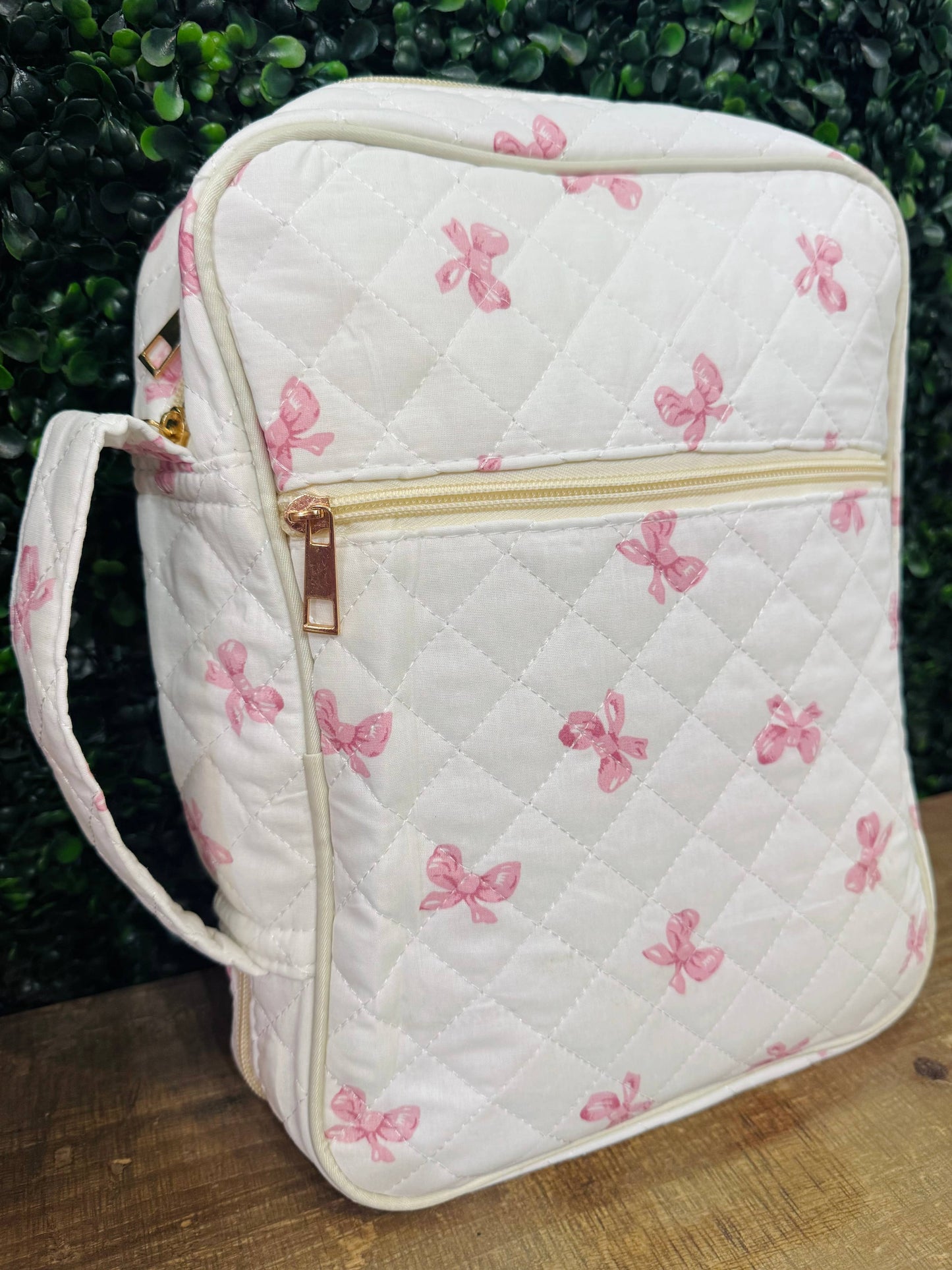 Pink & White Bow Quilted Bible Cover