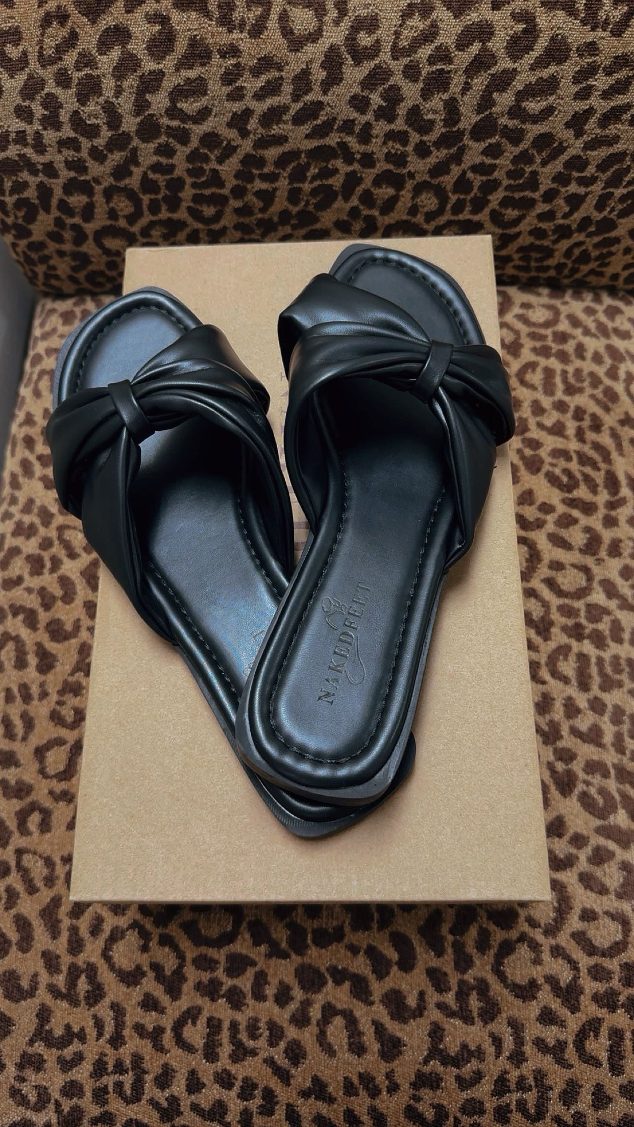 Naked Feet Black Knotted Detail Slip on Sandal