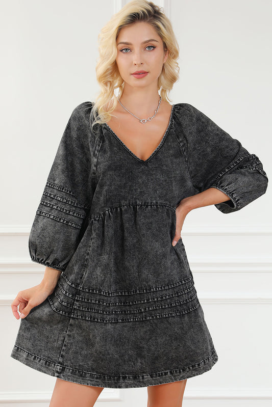 Black Denim Babydoll Dress
