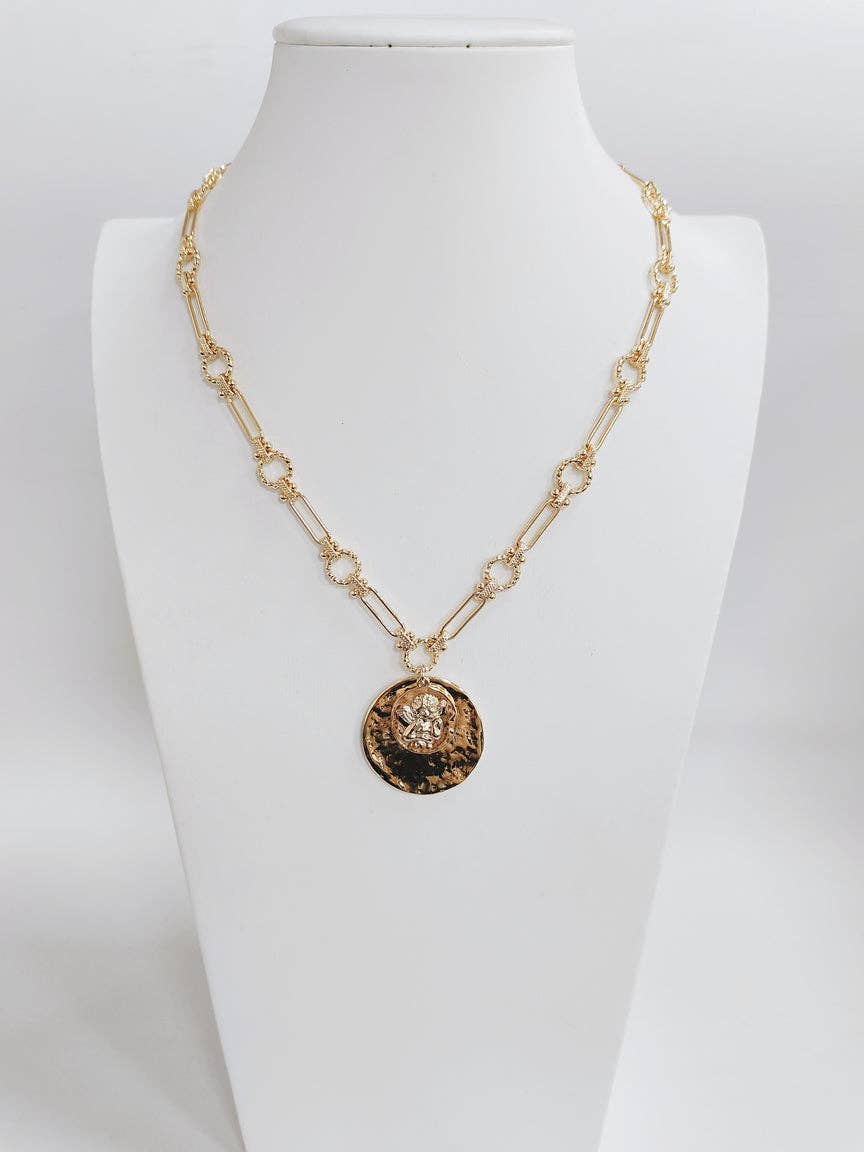 Hammered Double Medallion Necklace