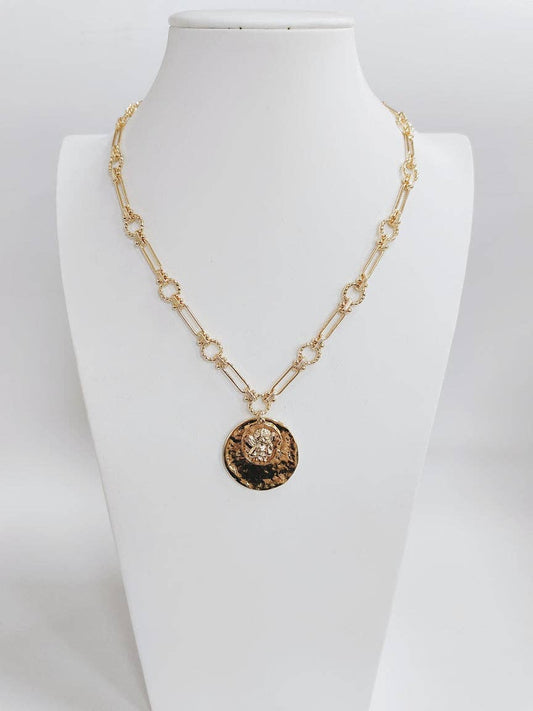 Hammered Double Medallion Necklace