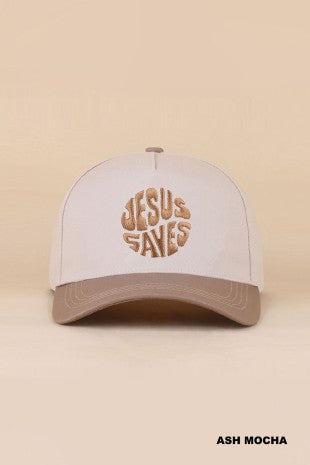 Jesus Saves Ash Mocha Two Tone Canvas Cotton Cap