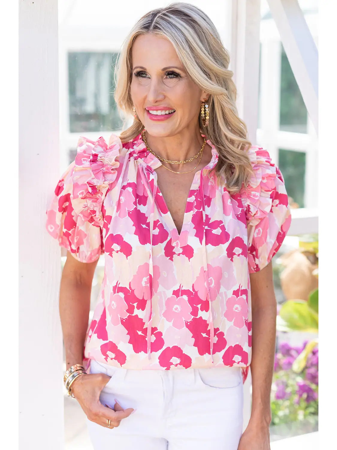 Pure Elegance Pink Floral Top