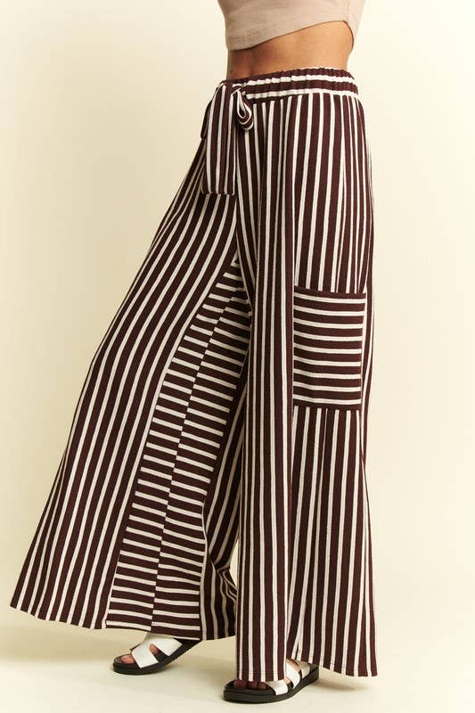 Brown Stripe Wide Leg Pants