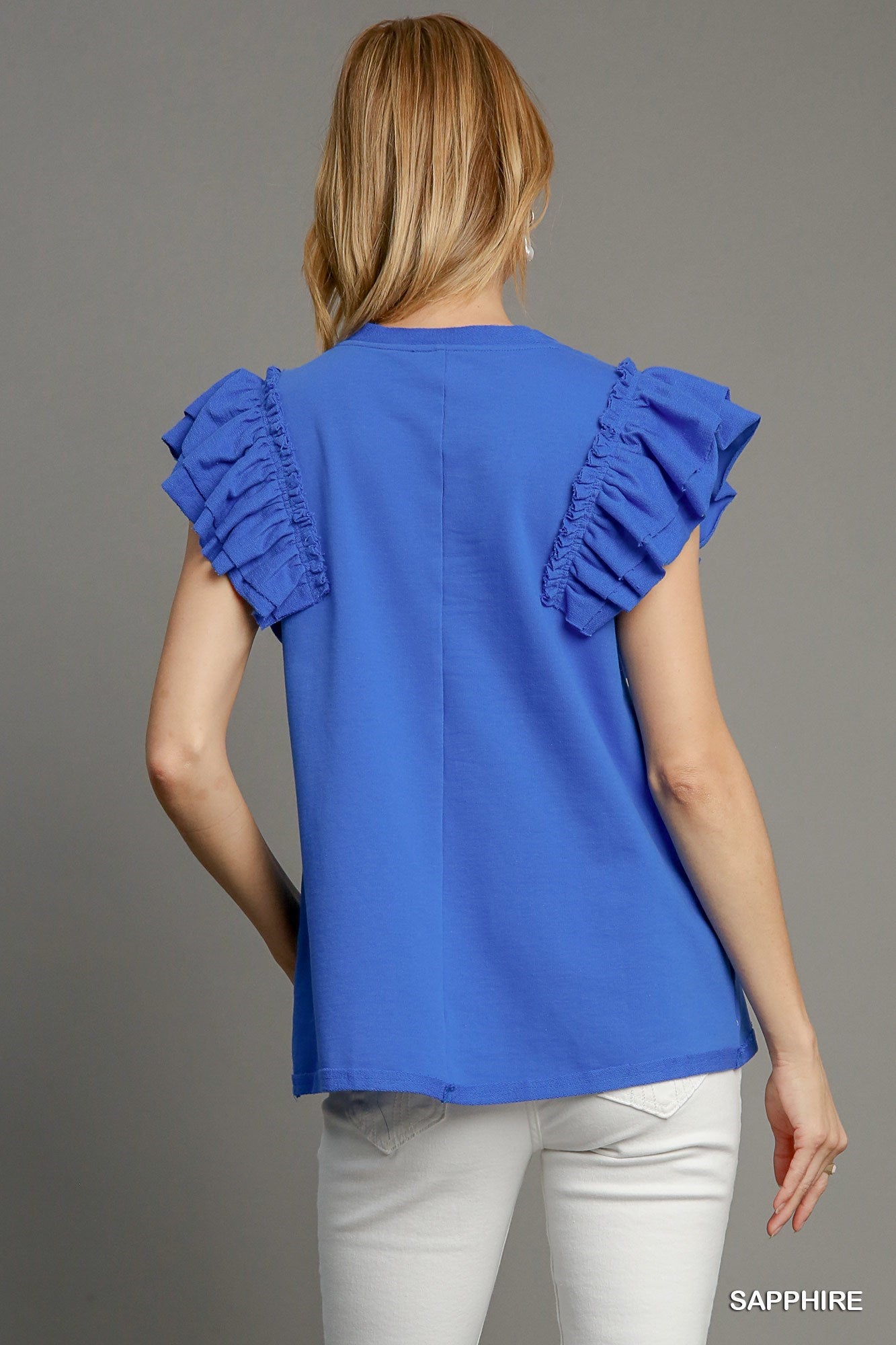 Umgee Sapphire Blue Pearl Detail Top