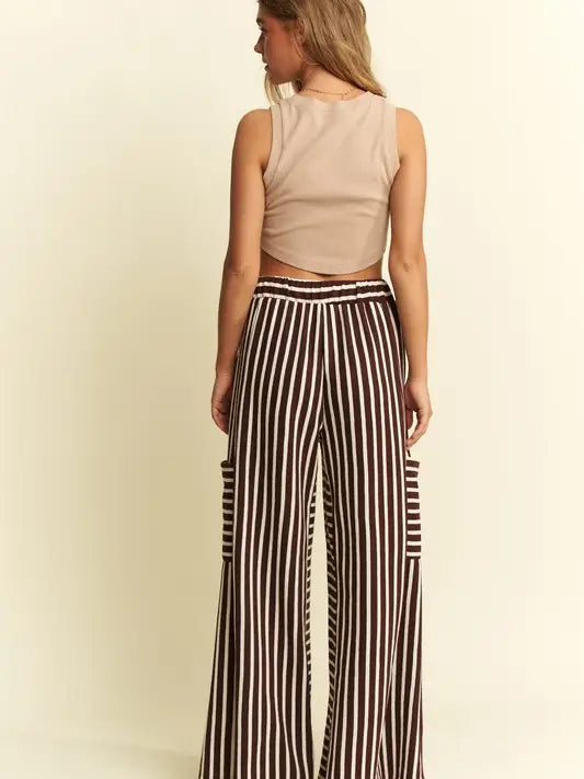 Brown Stripe Wide Leg Pants