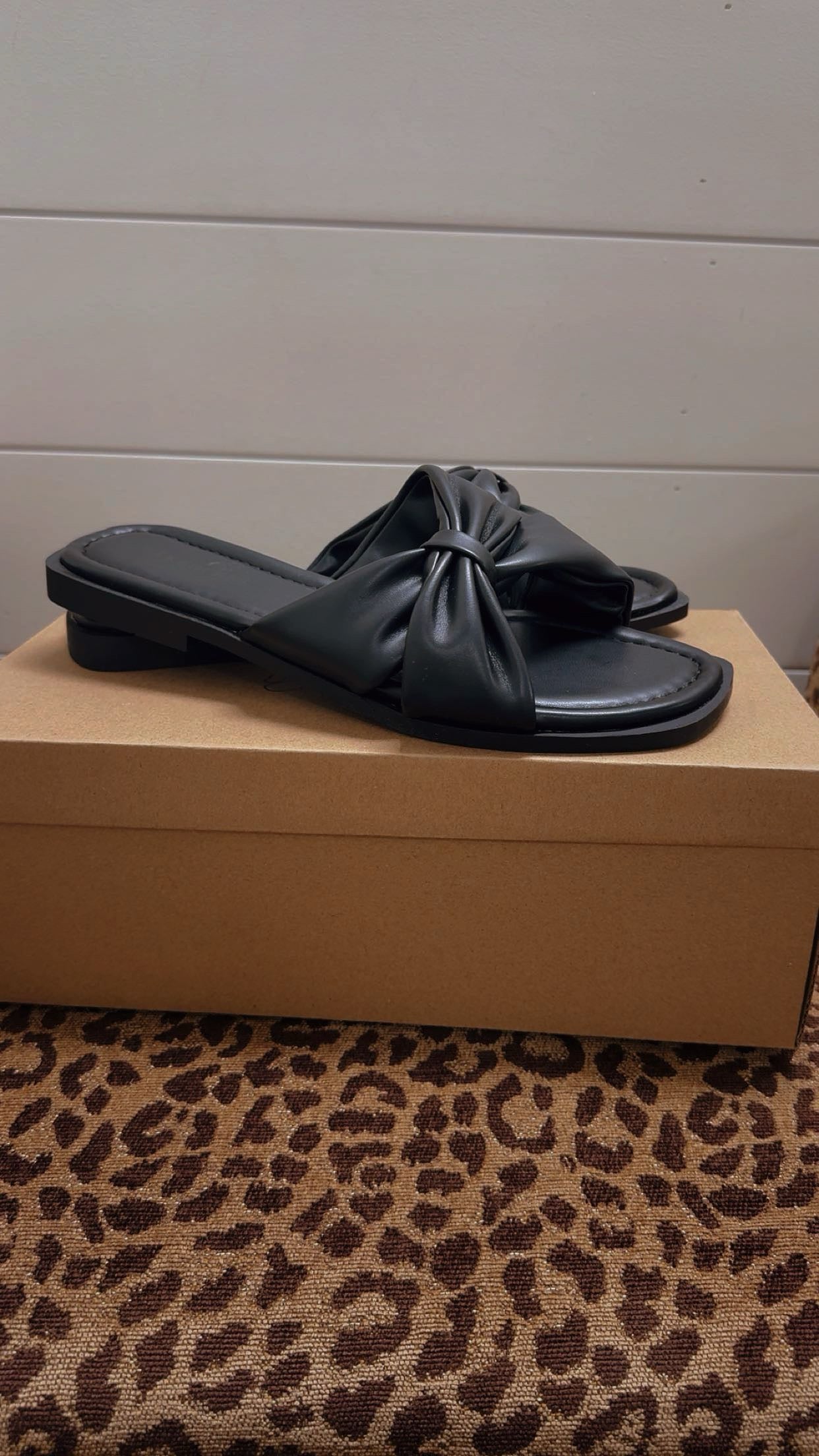 Naked Feet Black Knotted Detail Slip on Sandal