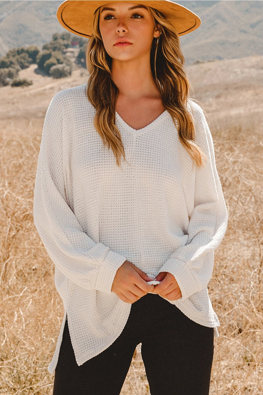 Ivory Waffle Knit Top