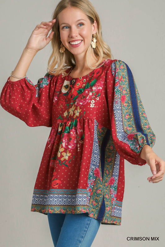 Umgee Floral Mix Boho Top