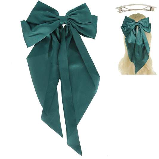 Green Satin Statement Bow