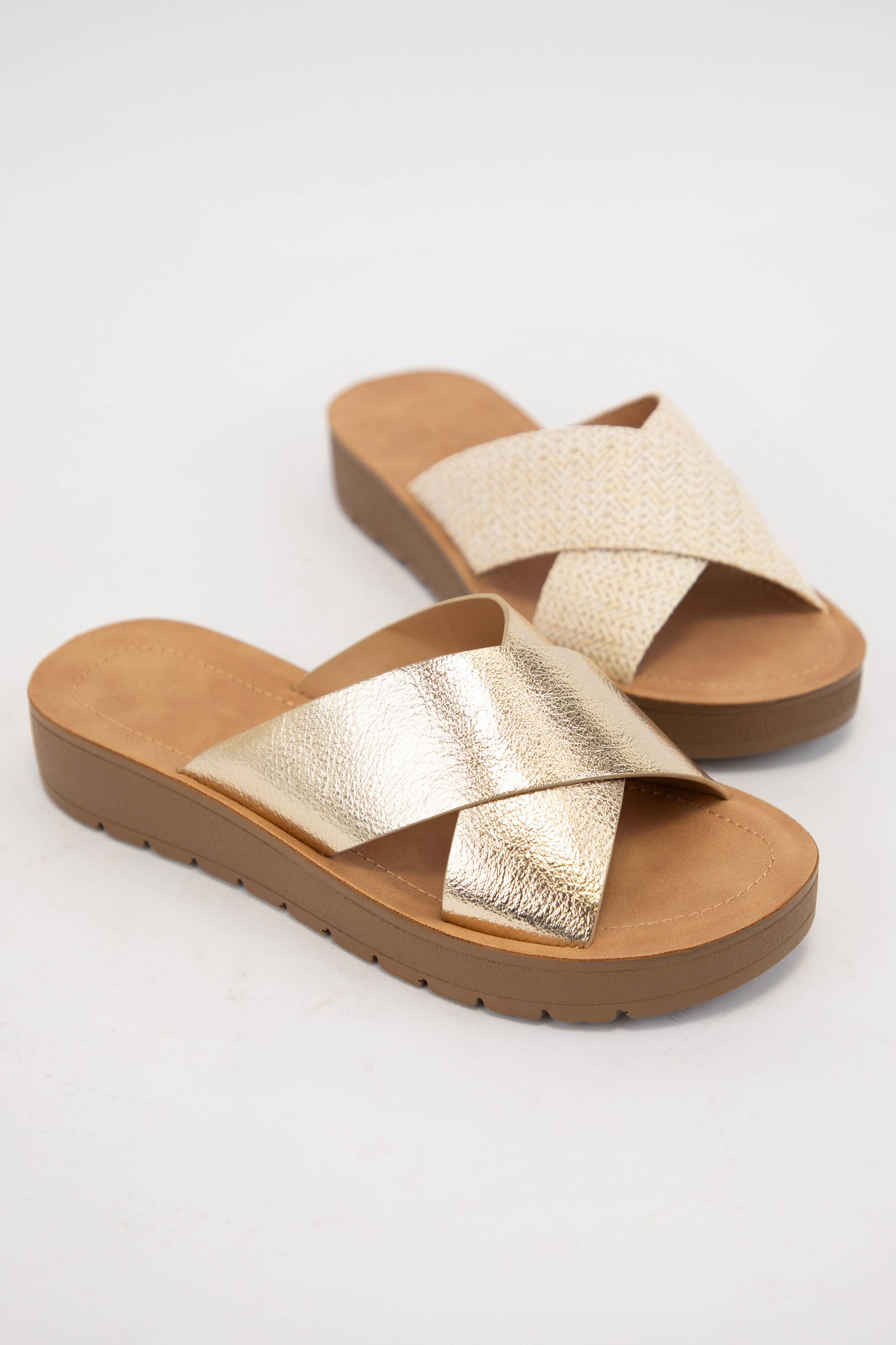 Gold Platform Slip-on Wedge Sandal