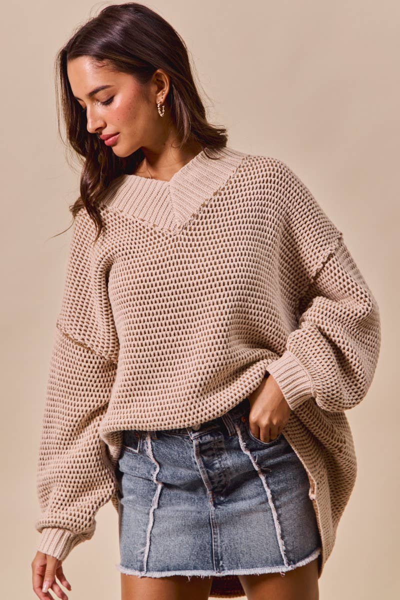 Oatmeal/Mocha Oversized Sweater