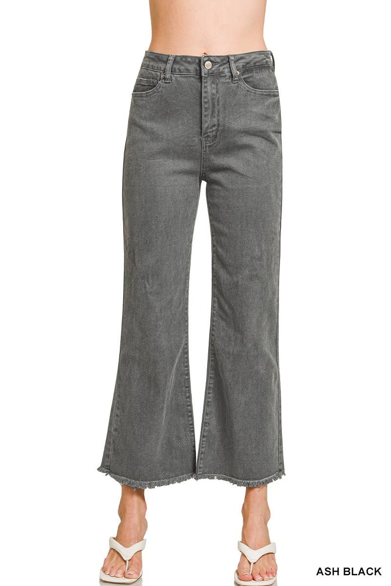 Ash Black Acid Washed High Waist Pants